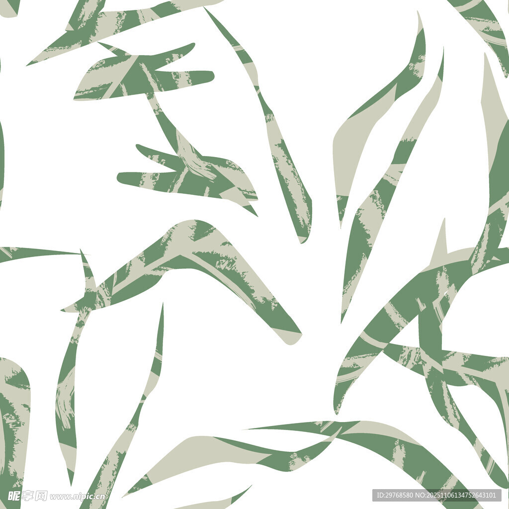 绿叶植物无缝图案背景