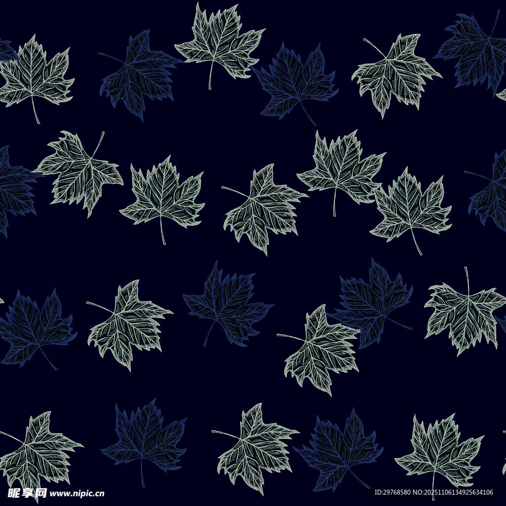 深蓝色背景枫叶图案