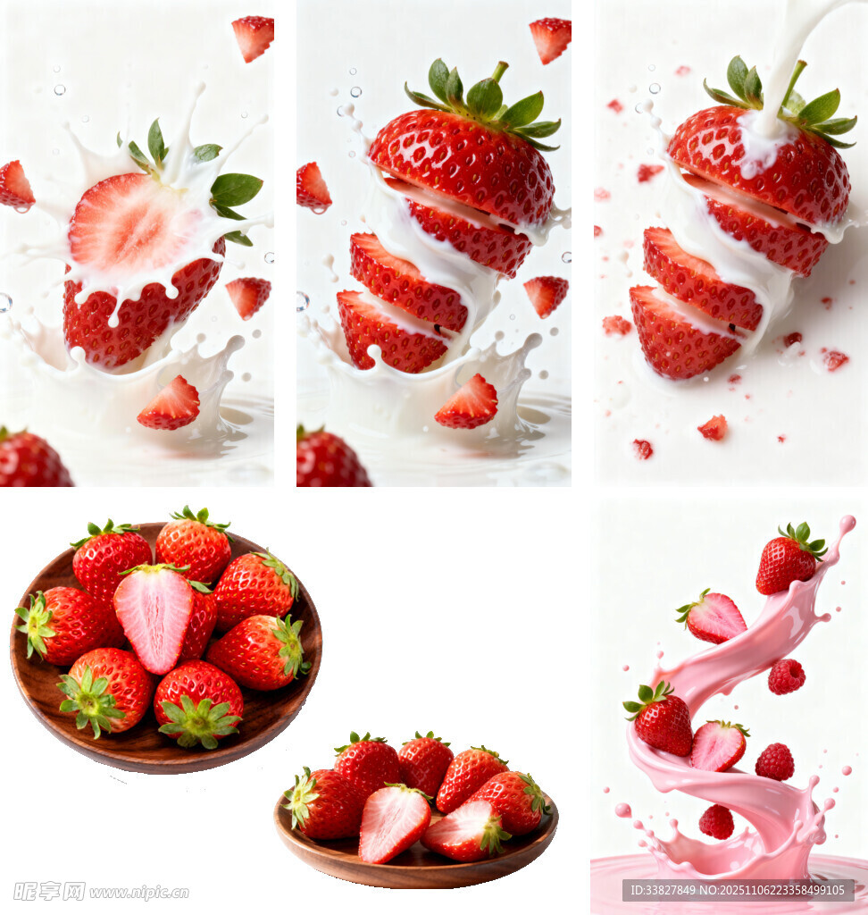 草莓精彩瞬间与创意画面
