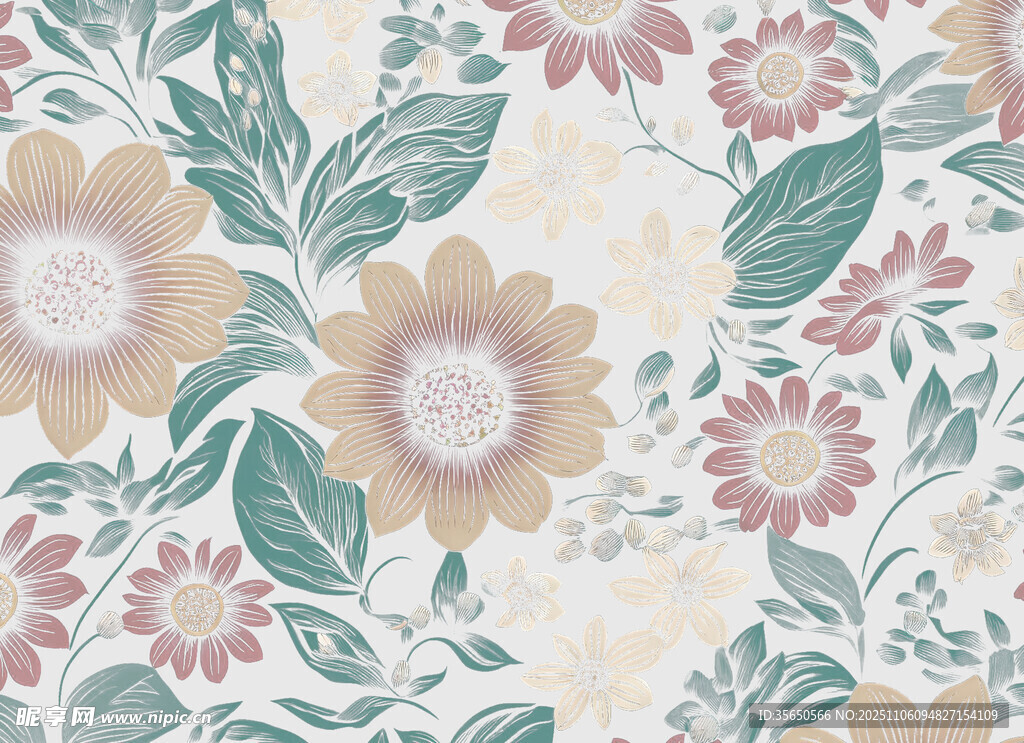 复古花卉图案壁纸