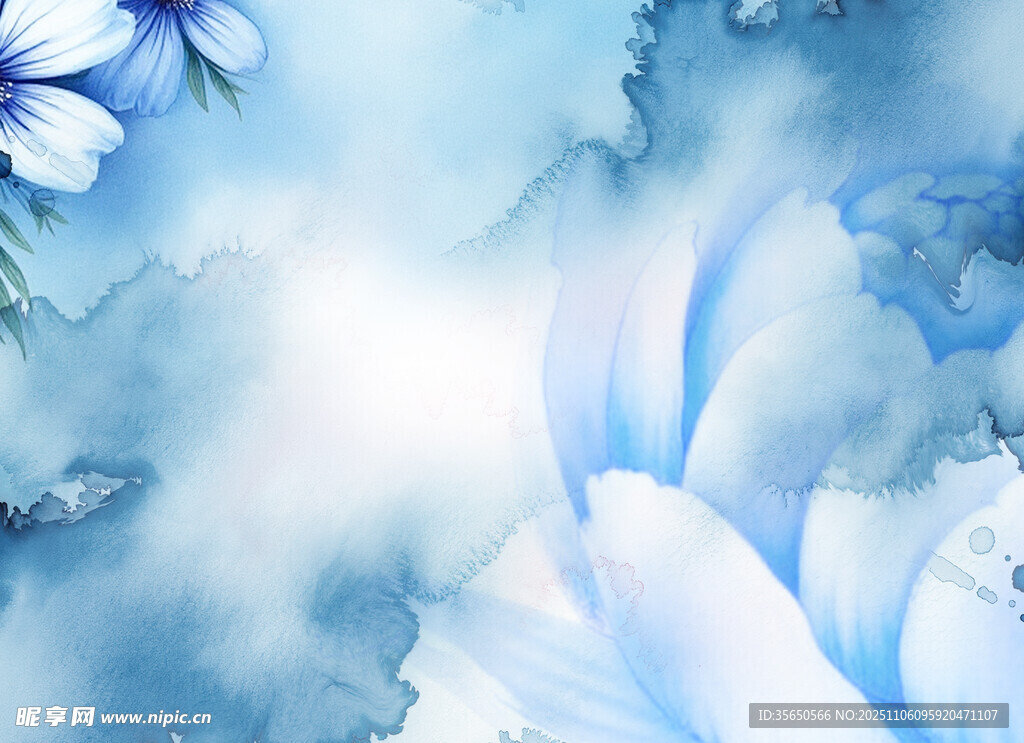 梦幻蓝调花卉背景图