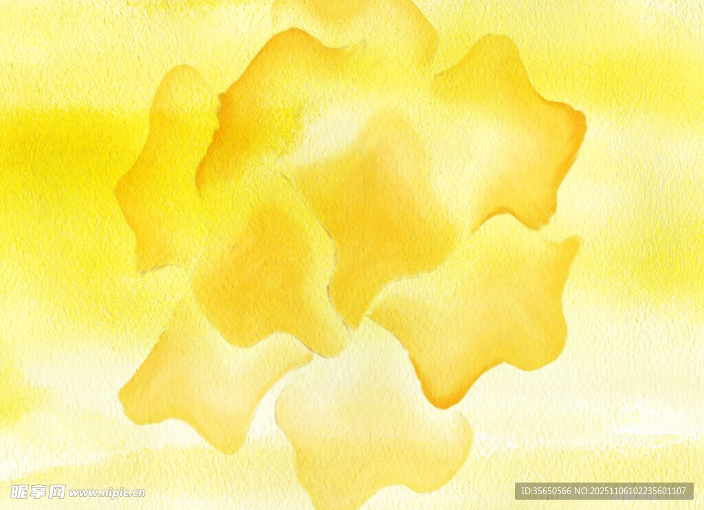 黄色星形晕染水彩画