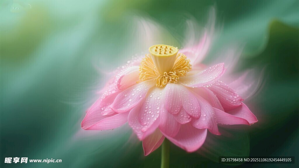 娇艳绽放的粉色荷花