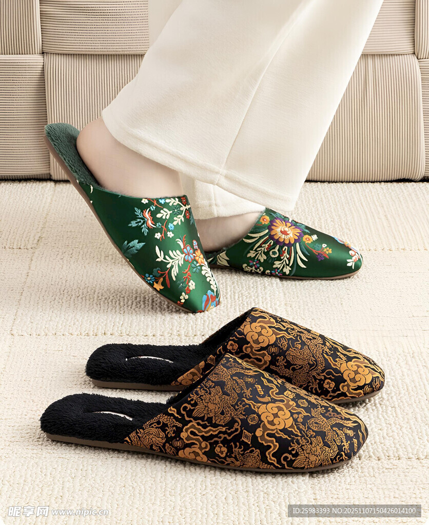 刺绣拖鞋