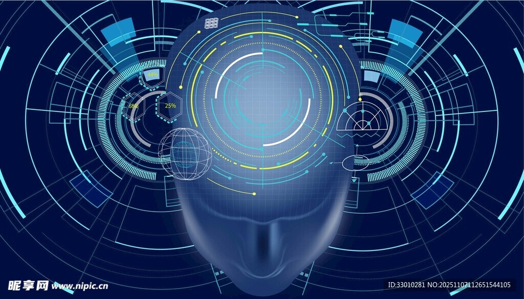 科技感人脑主题抽象图像