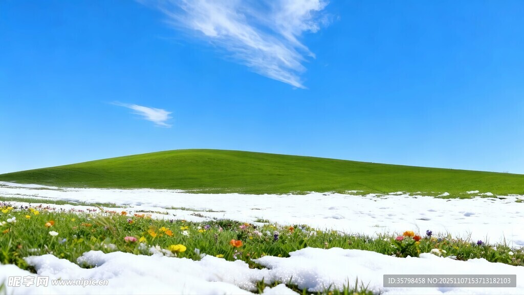 草原雪景清新自然风光