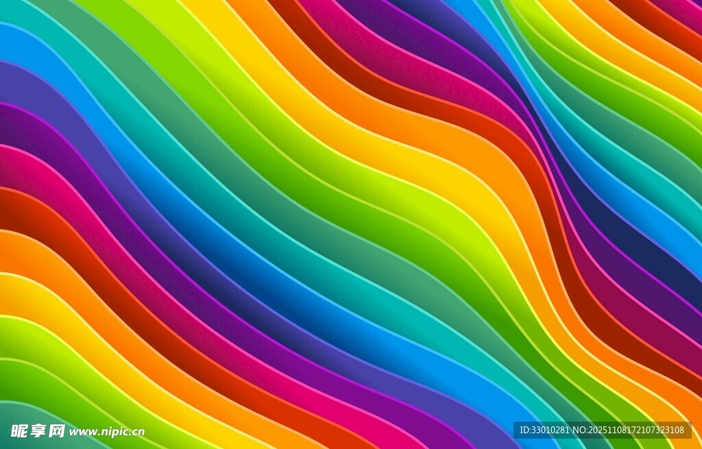 多彩波浪线条抽象背景图