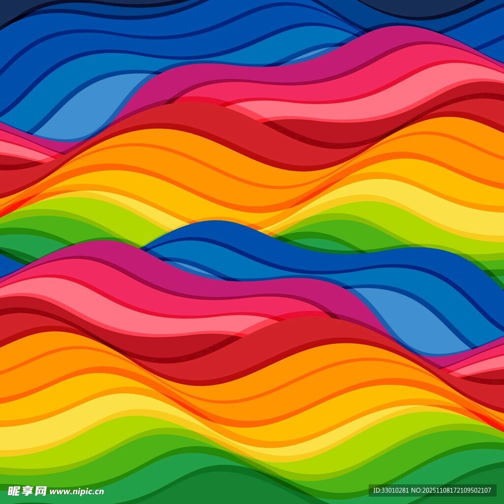多彩波浪抽象背景图案