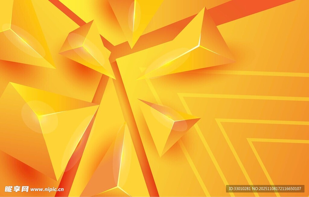 炫彩几何黄色抽象背景图