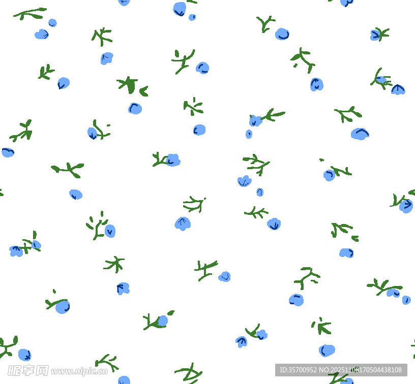 蓝果绿叶图案背景纹理