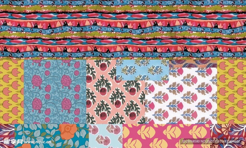多彩拼布图案纹理展示