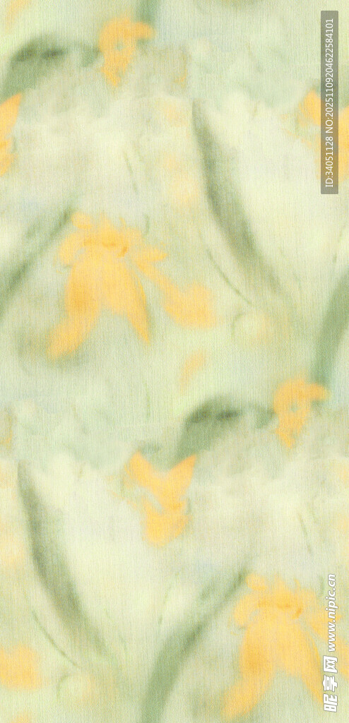 淡绿底黄色花朵图案