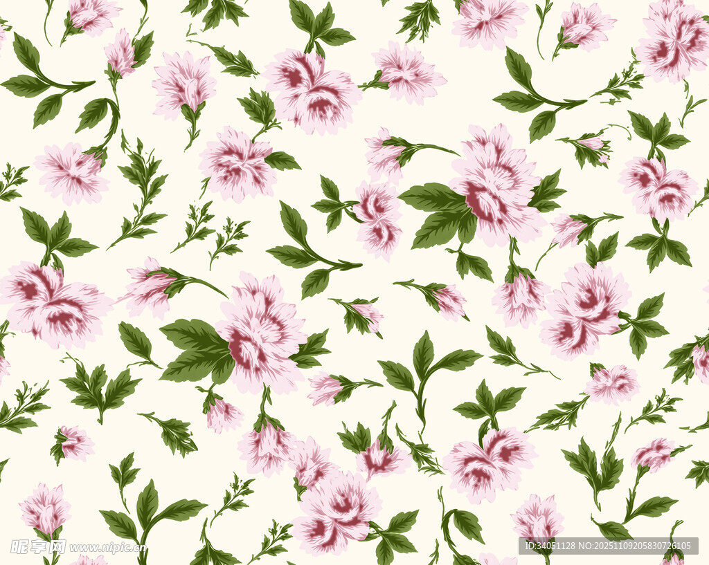 粉色花卉无缝图案背景