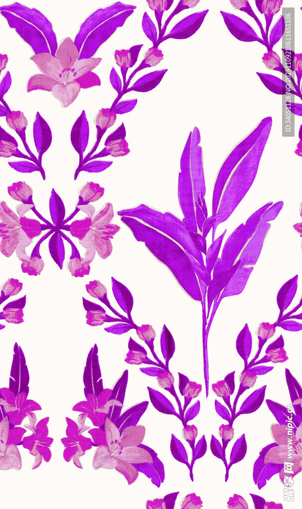 紫色花卉植物图案设计