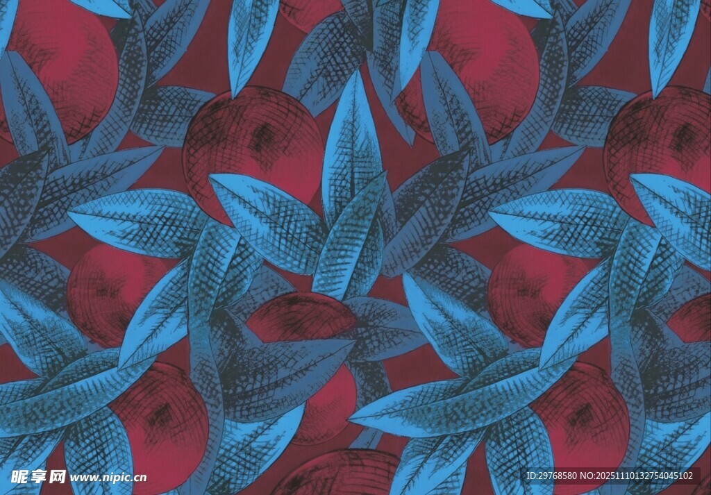 红蓝交织叶片图案纹理