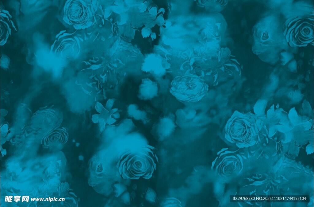蓝调花卉纹理背景图案