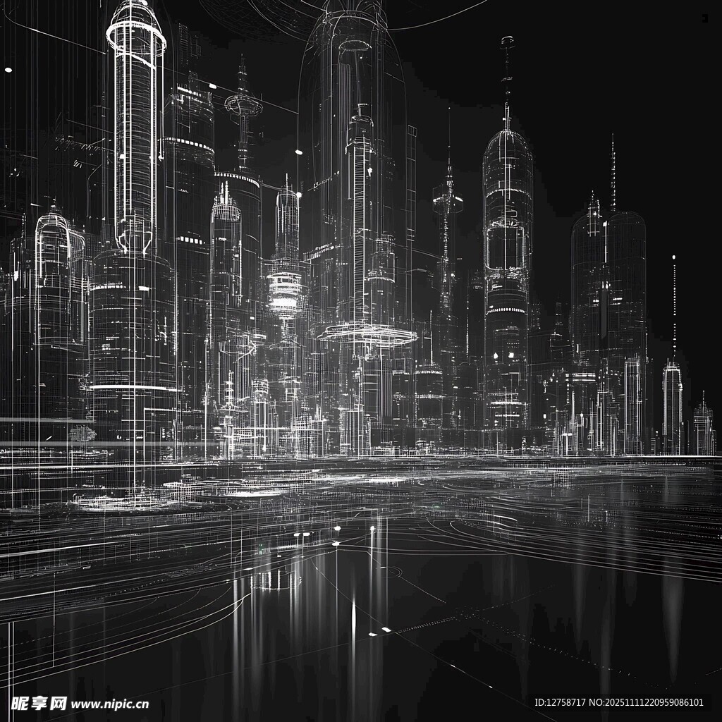 未来都市夜景科技感十足