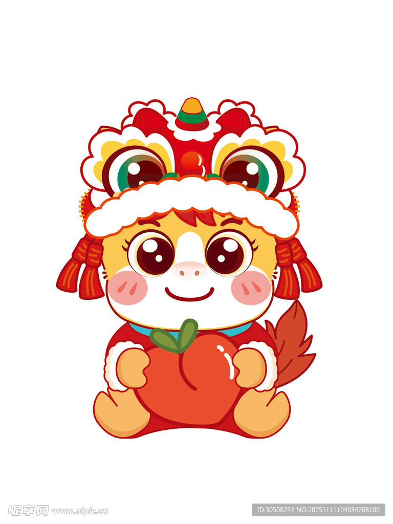 萌娃扮狮抱福喜庆形象