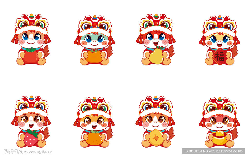 可爱舞狮卡通形象集合