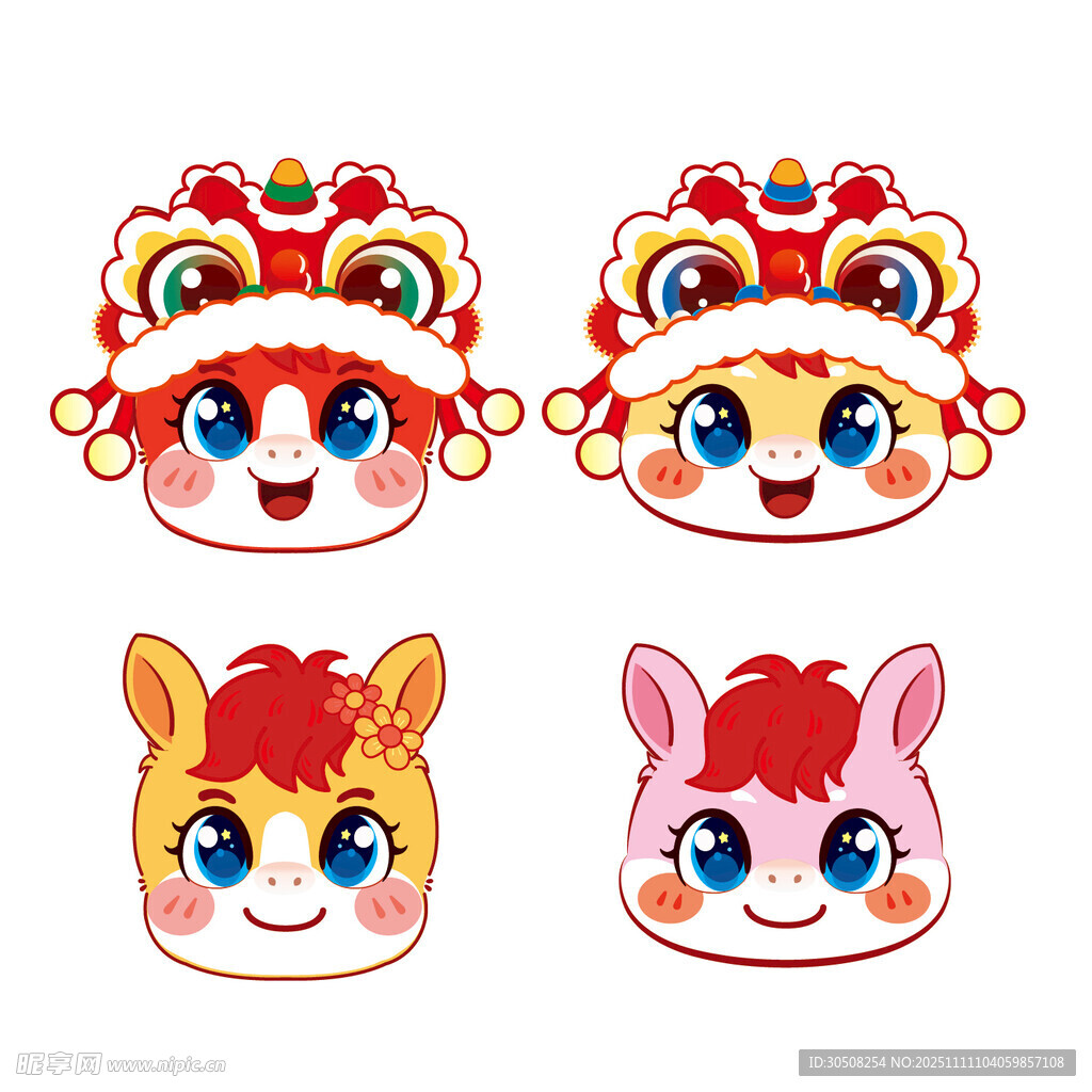 可爱卡通舞狮舞兔头像