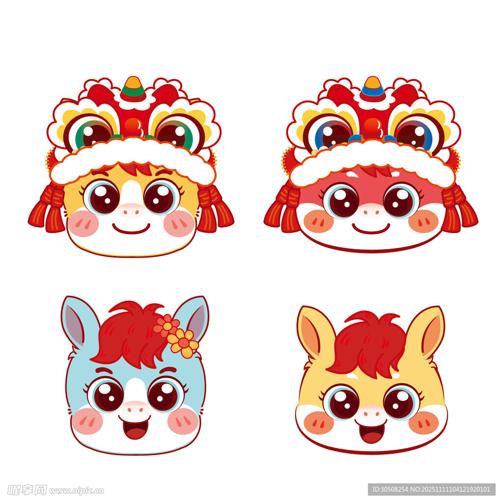 可爱萌趣动物头饰图案