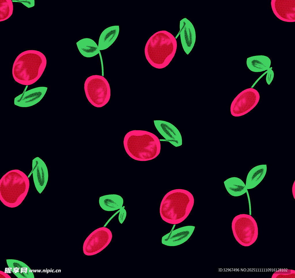 黑底 卡通 樱桃