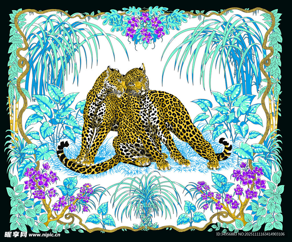 热带风情中的斑斓猎豹