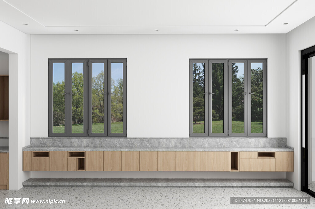 现代简约风厨房室内窗边储物柜