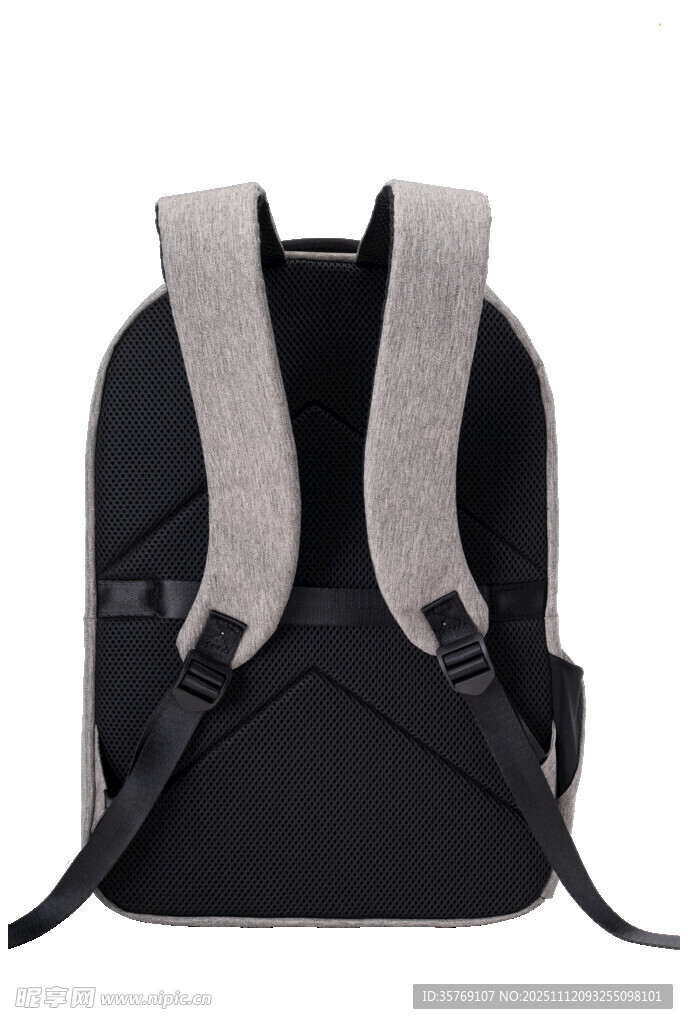 黑色背包背面展示