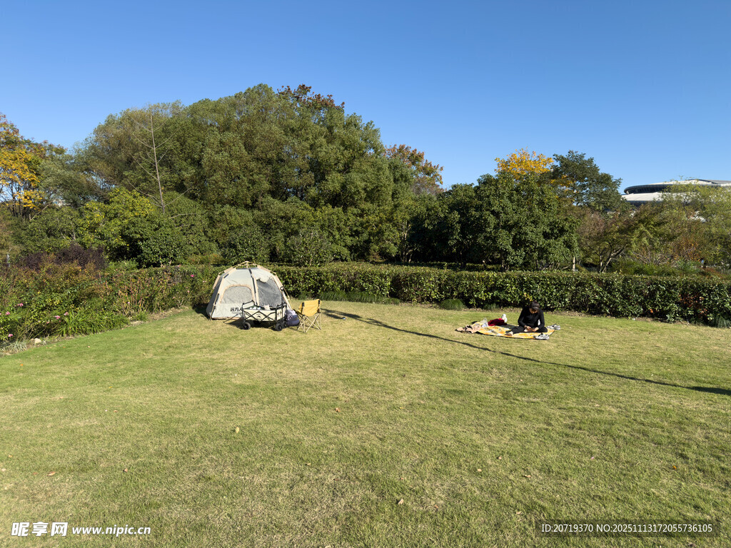 户外草地露营场景