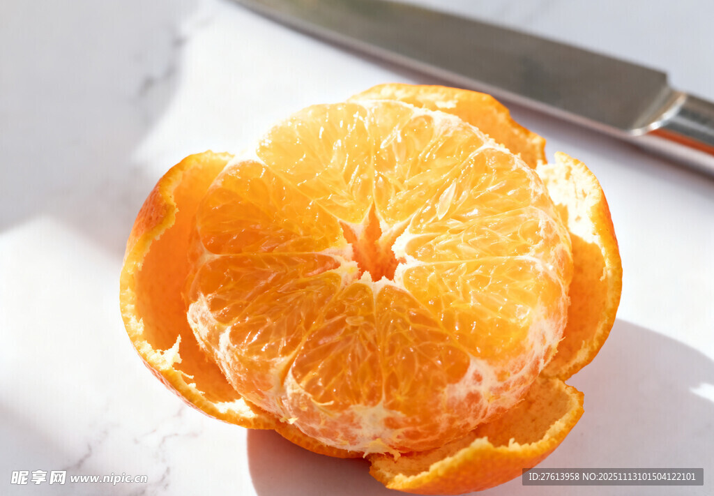 剥开的橘子