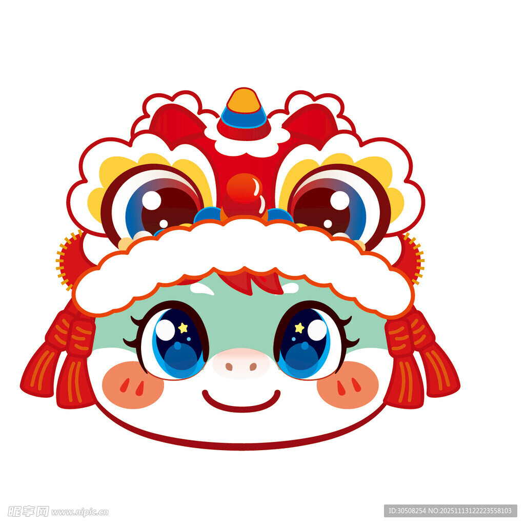 可爱卡通舞狮马头饰形象