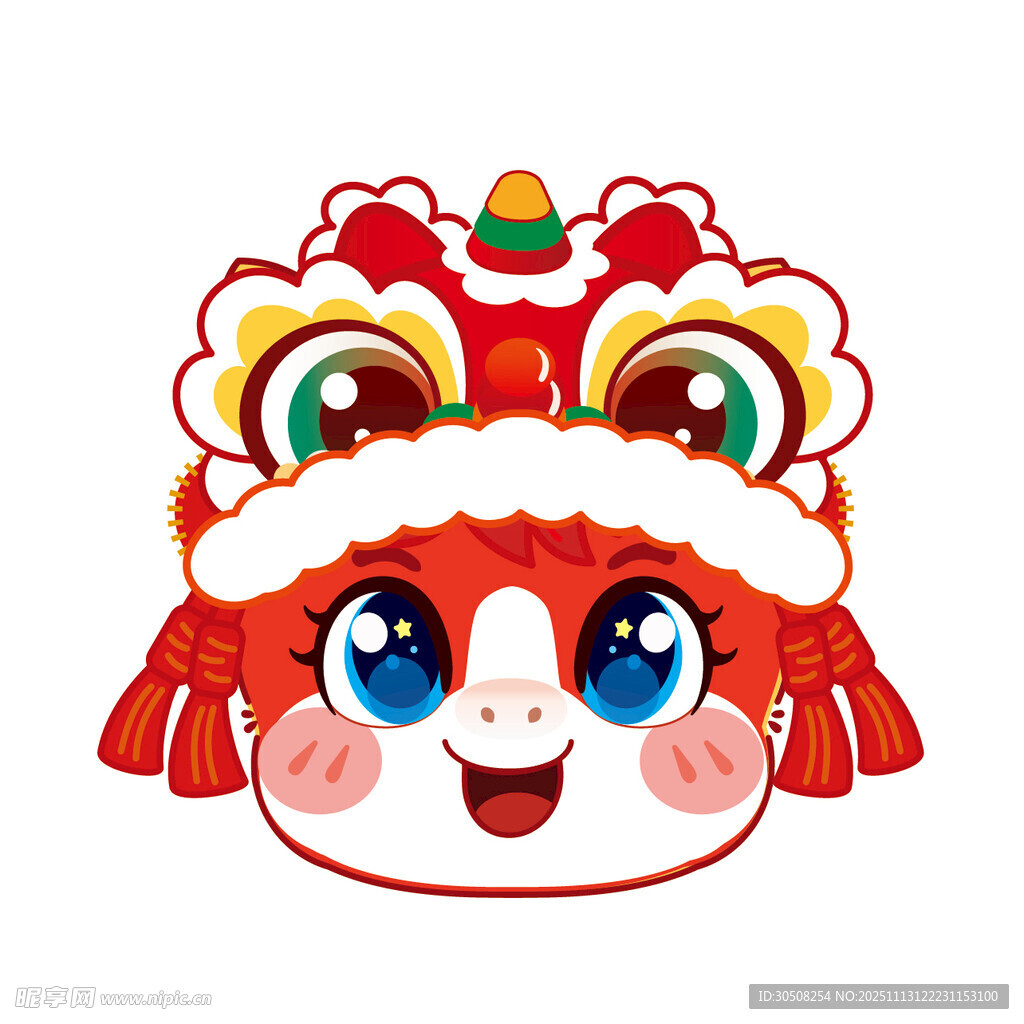 可爱卡通舞狮头小马形象