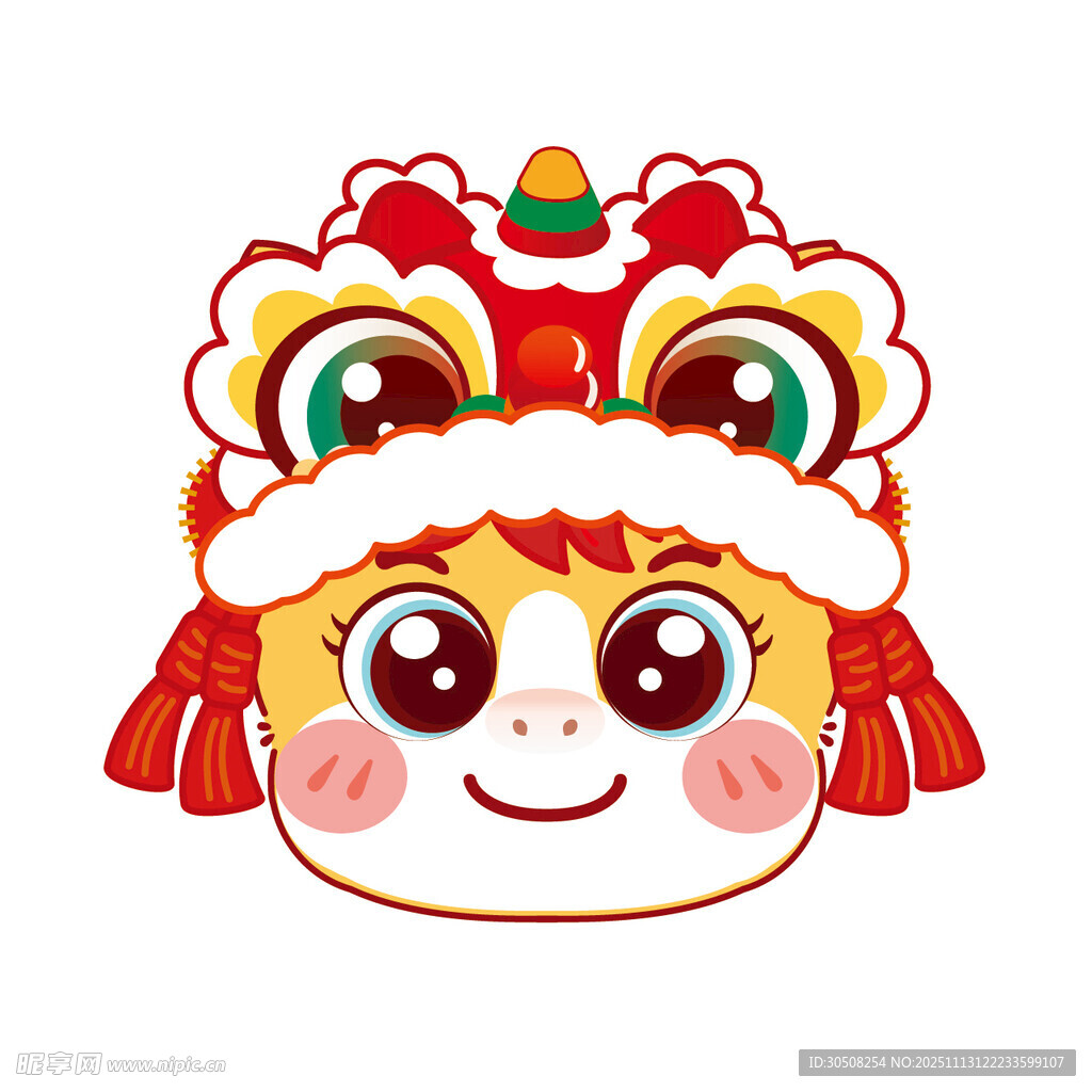 可爱卡通舞狮头小马形象