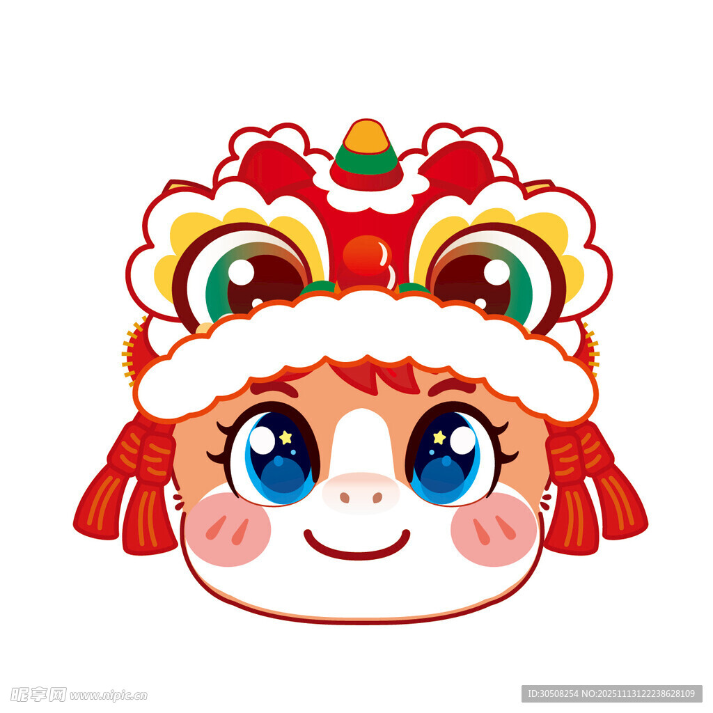 可爱卡通舞狮头小马形象