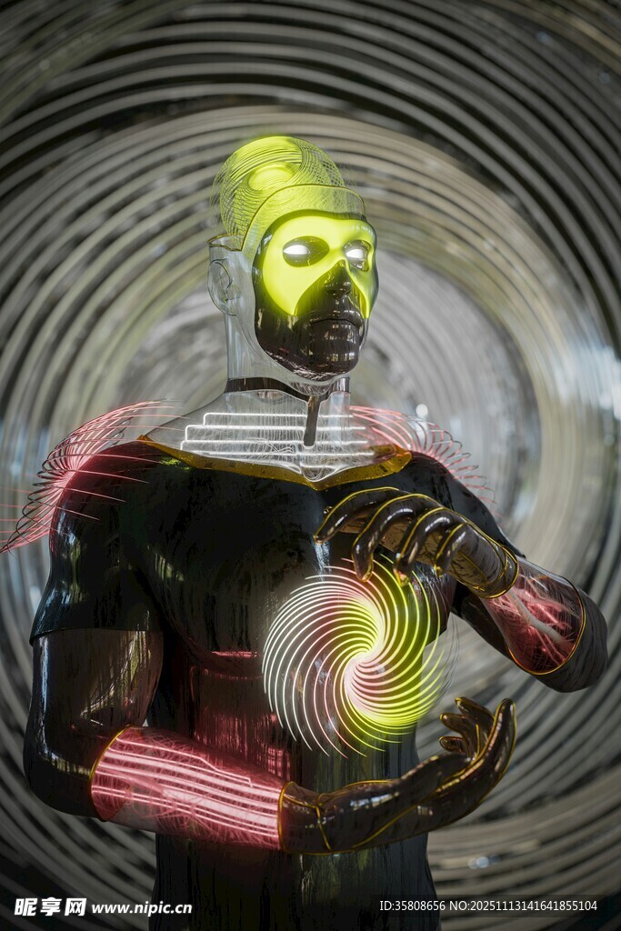 未来感科技风发光特效人物