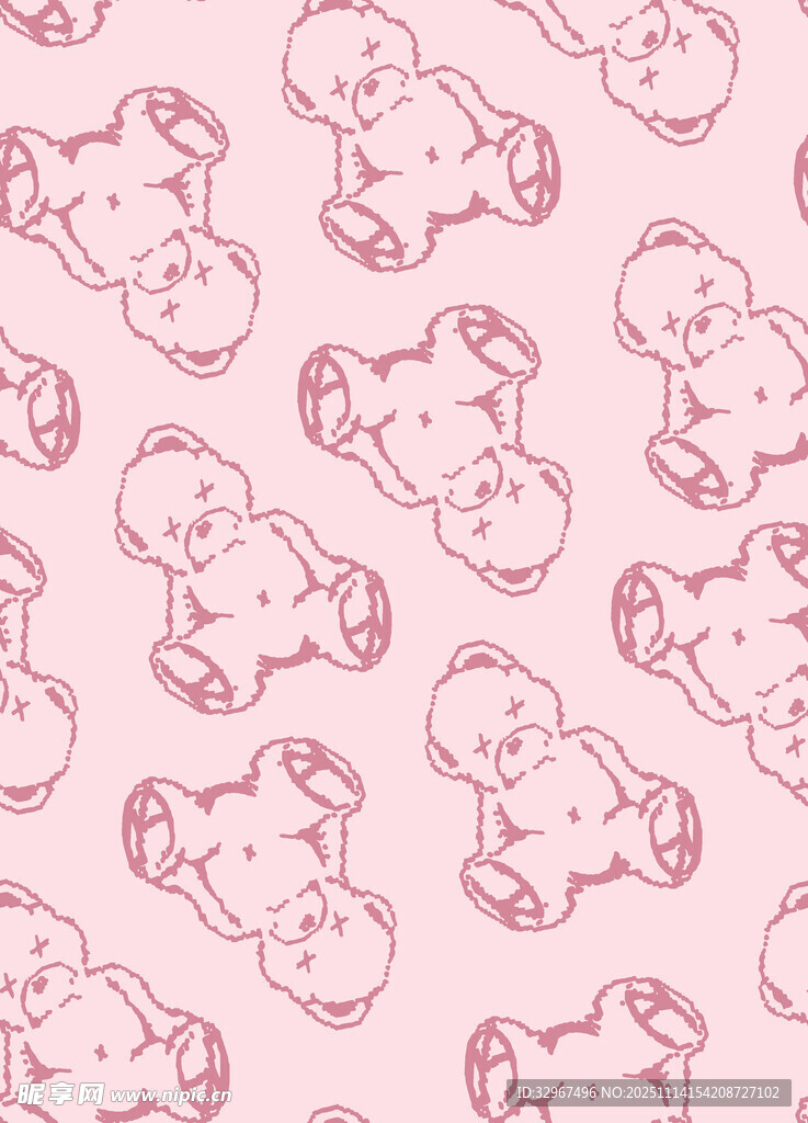 粉色小熊图案背景纹理