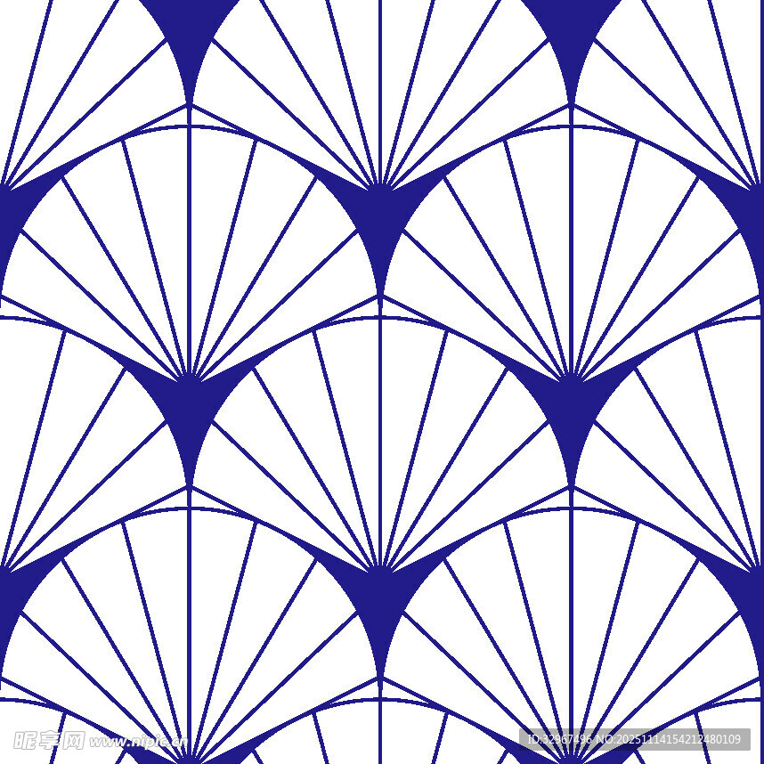 蓝白扇形几何图案纹理