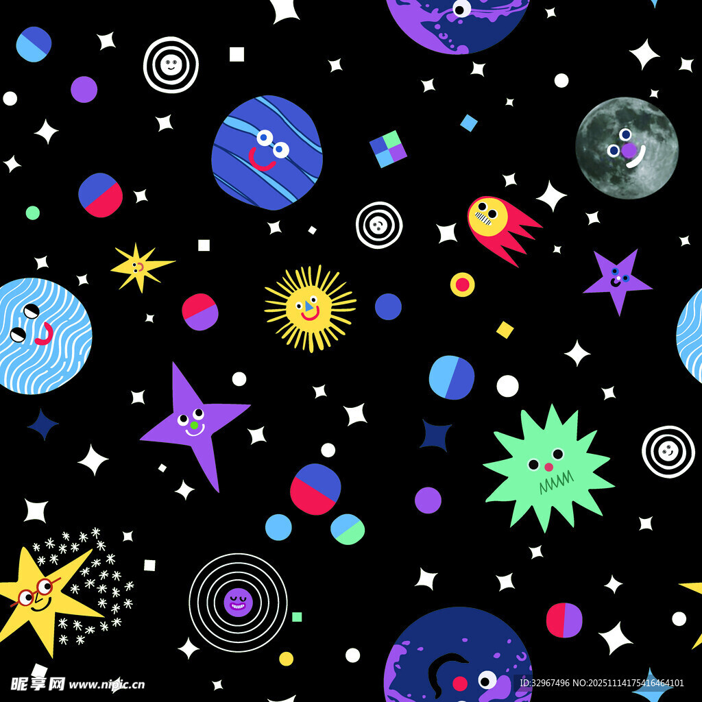 梦幻 宇宙 星球 卡通 大牌