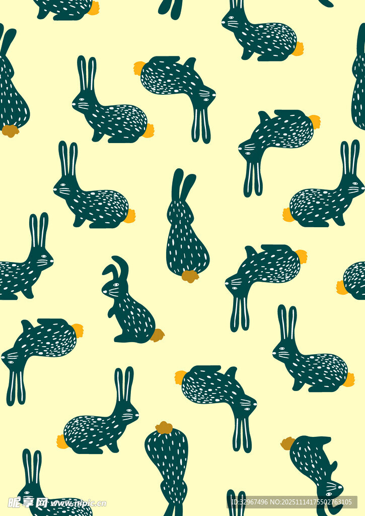 兔子图案的可爱无缝背景