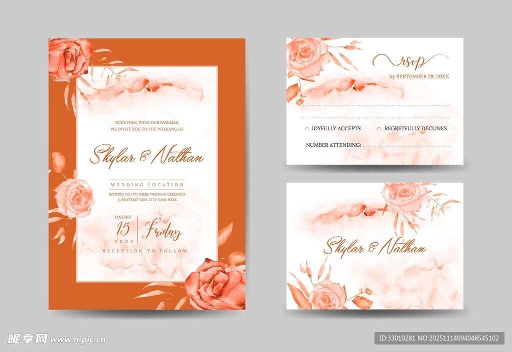 花卉婚礼请柬设计模板