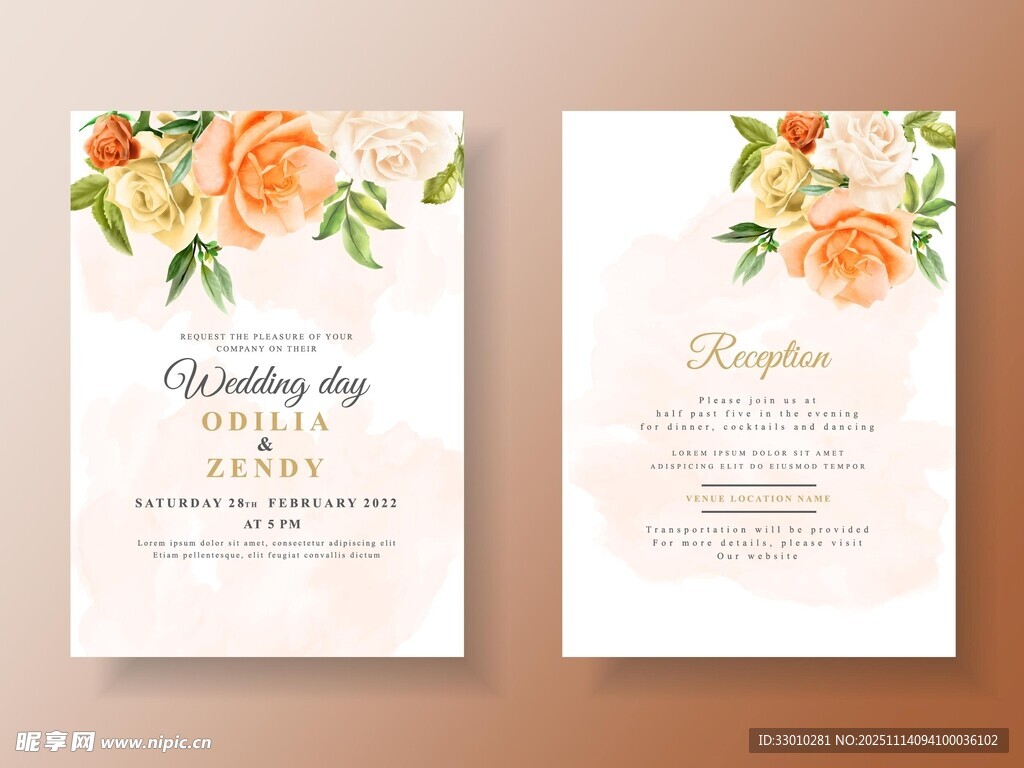 花卉婚礼请柬设计