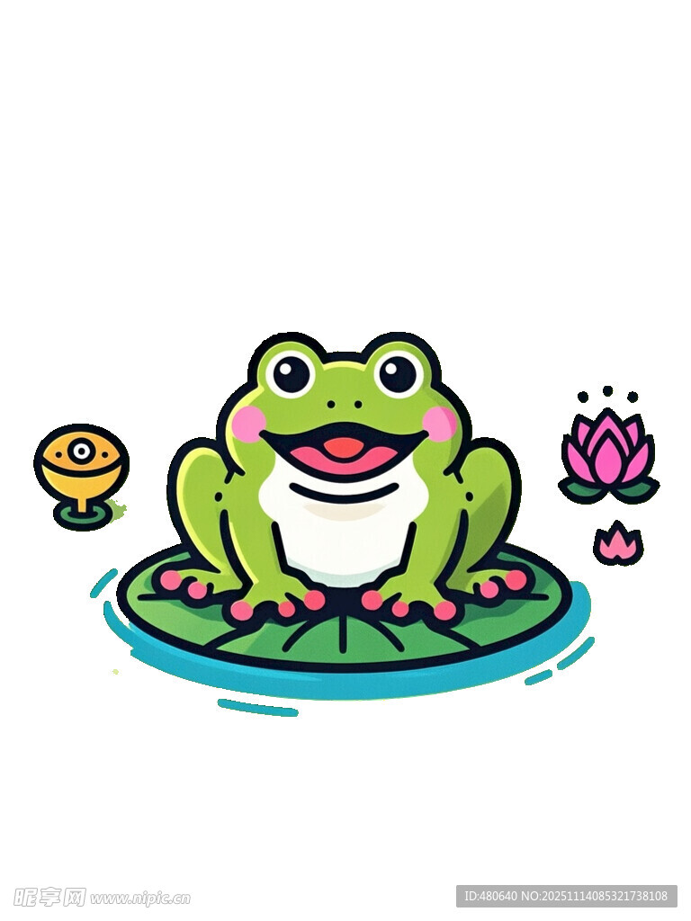 青蛙在荷叶上的趣味场景