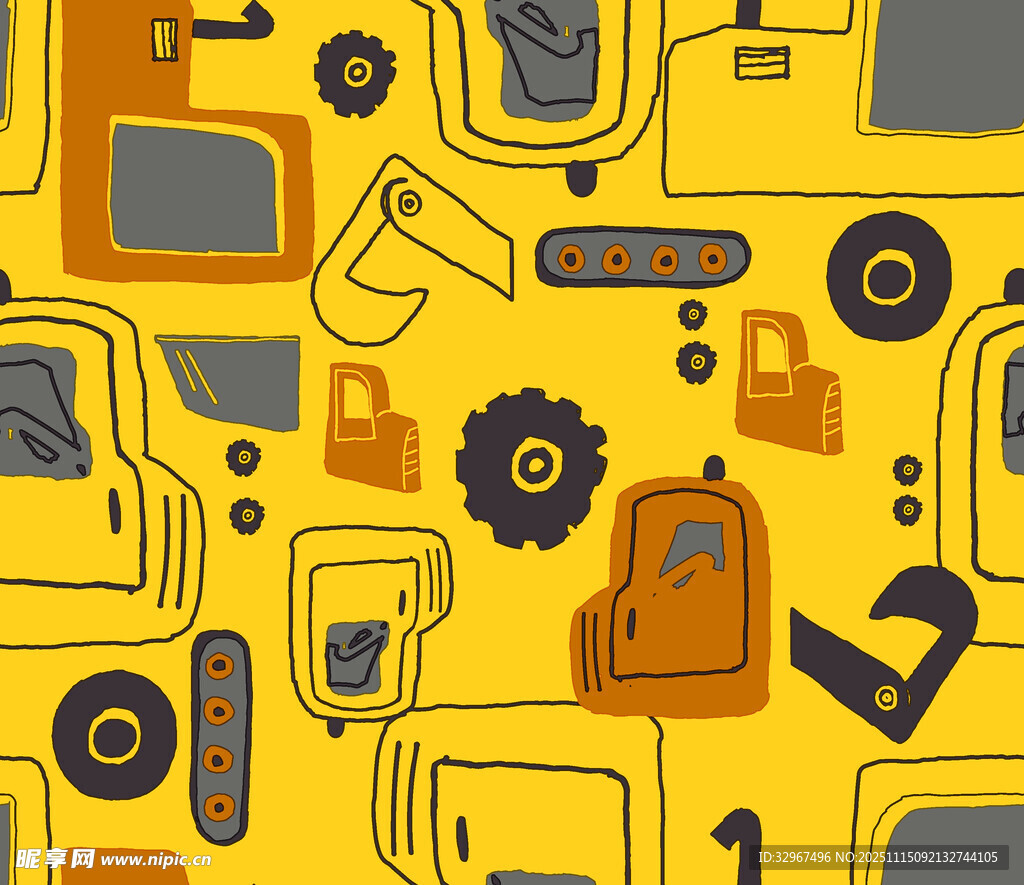 卡通 多样 工程车