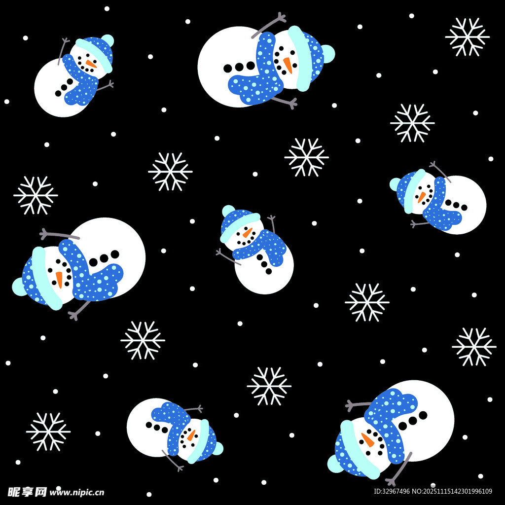 雪人 雪花 黑色 卡通 大牌