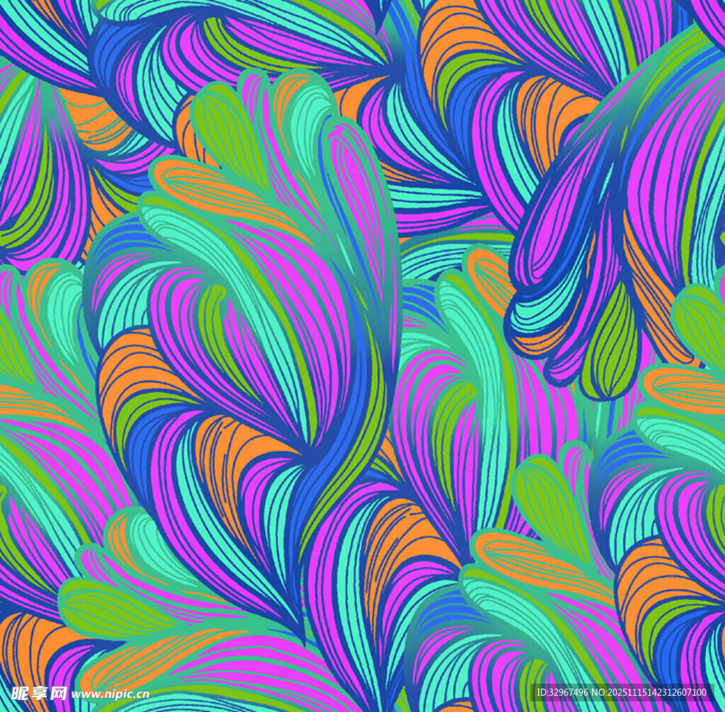多彩抽象线条花纹图案