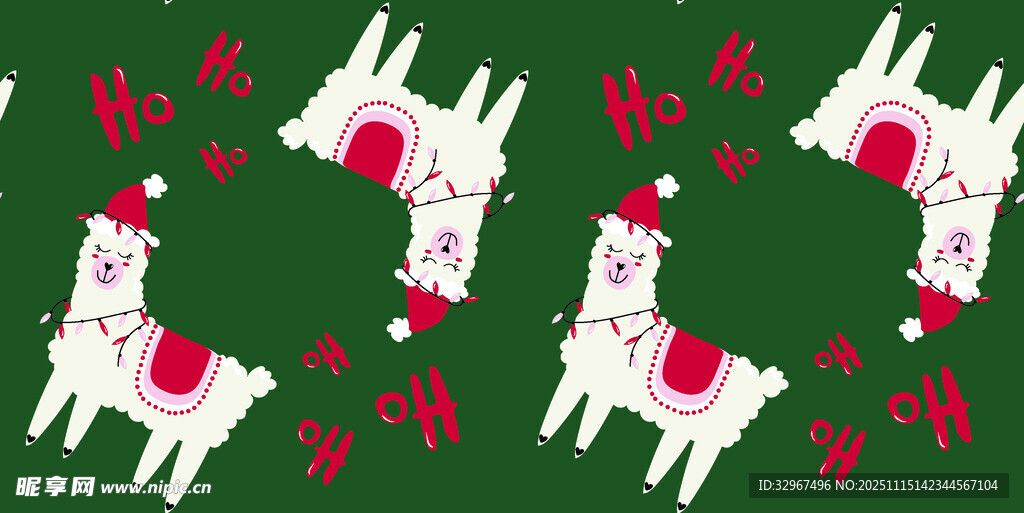 圣诞 羊驼 装饰 元素