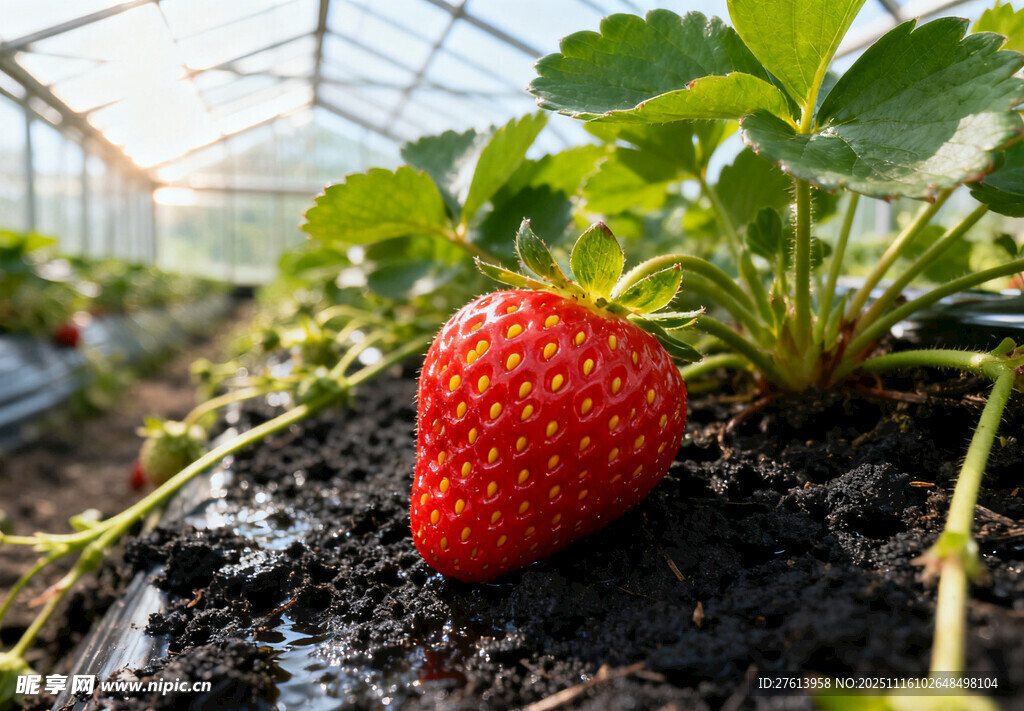 温室大棚中的草莓