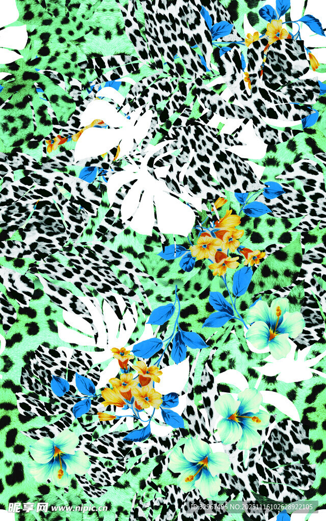 抽象花卉 豹纹 热带