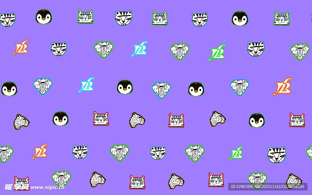 紫色 卡通 动物